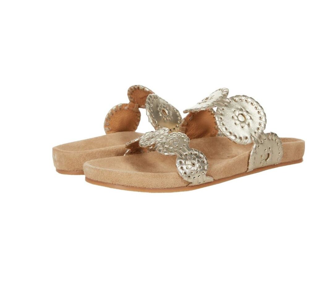 Jack Rogers Lauren Comfort Wedge Sandals Women's Size 6 Gold New